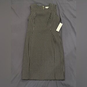 Calvin Klein Black and White Check Sheath Pencil Dress